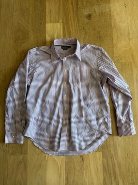 Lauren Ralph Lauren Men's White and Purple Windowpane Dress Shirt